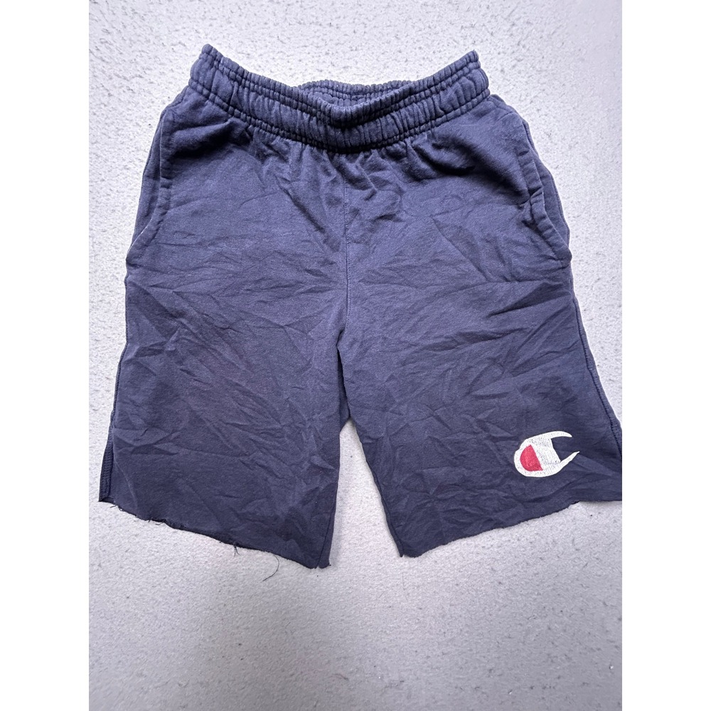 Champion Sweat Shorts Cotton Blend Navy Blue Small Mens